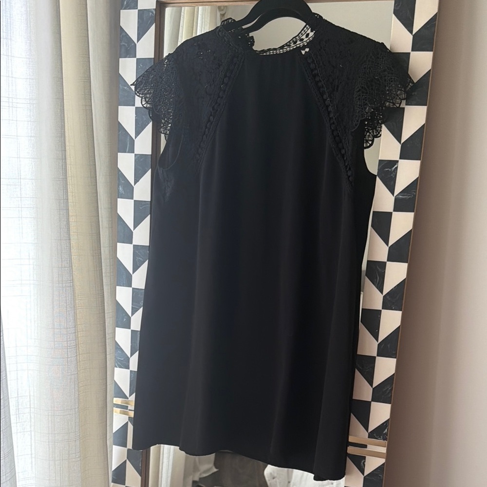Black Lace-Trim Shift Dress